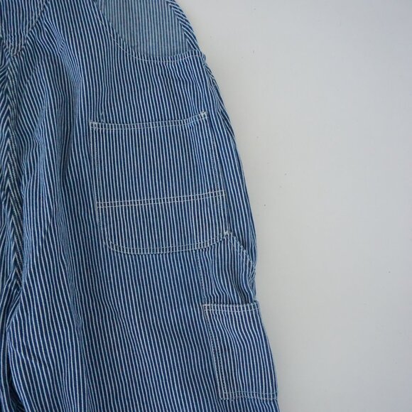 USA Works Blue Stripe Denim Overalls Railroad Carpenter Retro 80s 90s Workwear L - Picture 13 of 15